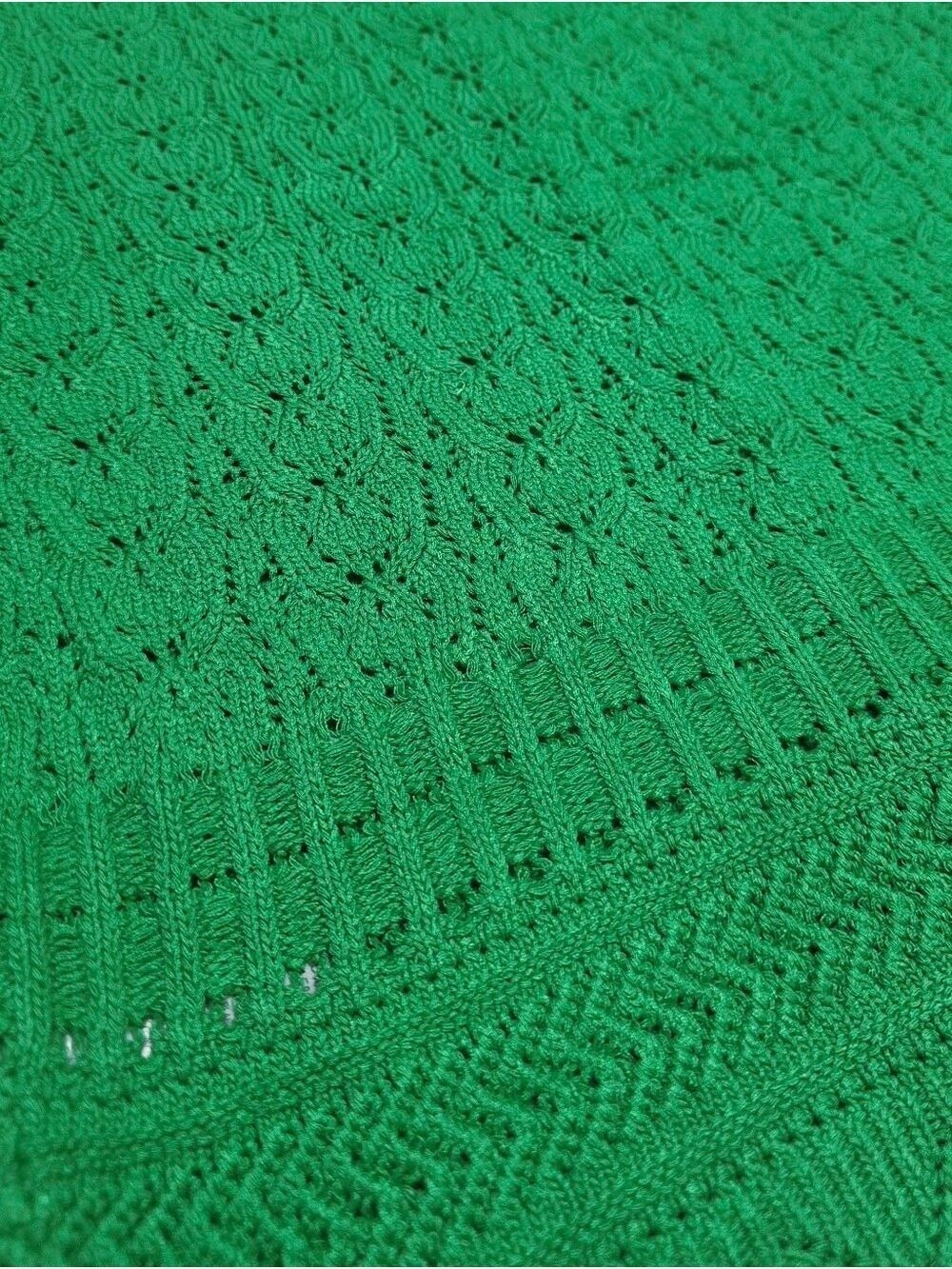 Milk & Honey Green Open Knit Button Front Collared Top Medium New With Tag - Picture 9 of 9
